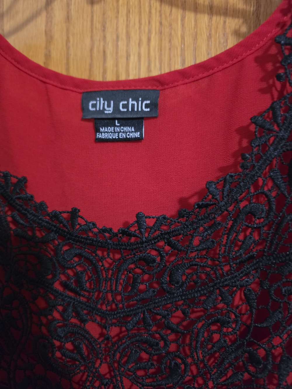 City Chic Red Lace-Trim Tank Top - Picture 2 of 4
